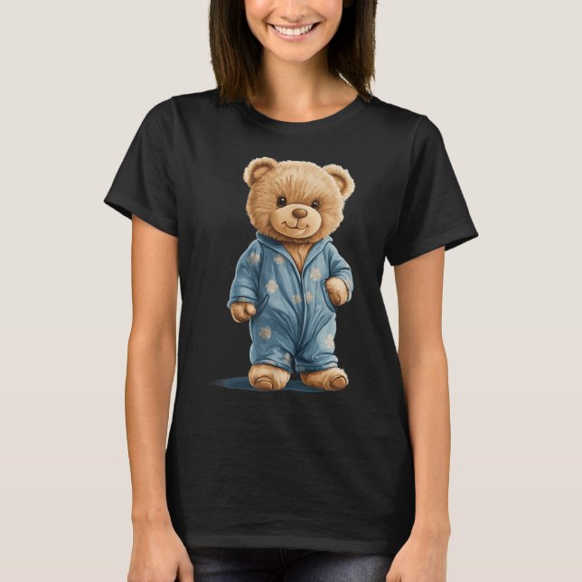 Camiseta Sleepy Teddy Bear In Comfy Pajamas For Boys And Gi (Frente)