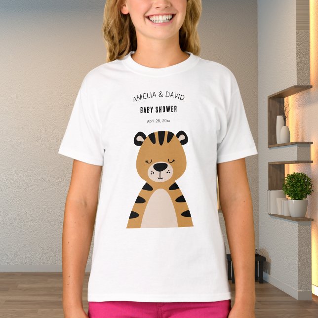 Camiseta Sleepy Tiger Neutral Baby Shower Outfit (Criador carregado)