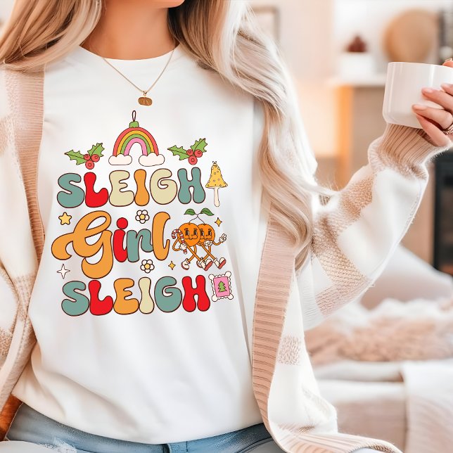 Camiseta Sleigh Girl Sleigh Groovy Natal Moderno (Criador carregado)