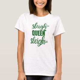 Camiseta Sleigh Queen | Feliz Natal Vermelho Branco Verde