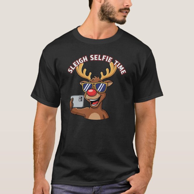 Camiseta Sleigh Selfie Time Funny Reindeer Christmas Selfie (Frente)