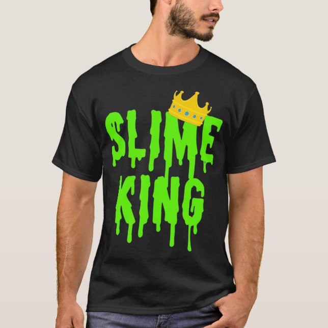 Camiseta Slime King Shirt Men Garotos Slime Verde Gift Slim (Frente)