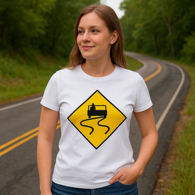 Camiseta Slippery Road Sign (Criador carregado)
