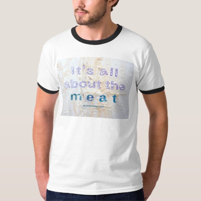 Camiseta SlipperyJoe é tudo sobre palavras de carne dizendo (Frente)