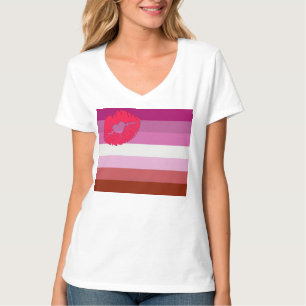 Camiseta SlipperyJoe lipstick lésbica orgulho bandeira femi
