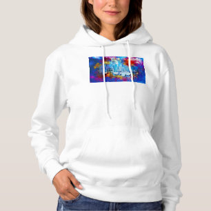Camiseta SlipperyJoe NYC grafite lua cercada por nuvens dra