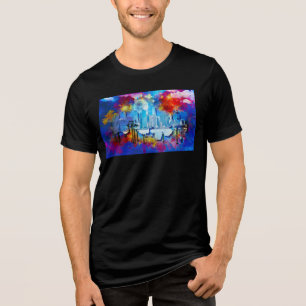 Camiseta SlipperyJoe NYC grafite lua cercada por nuvens dra