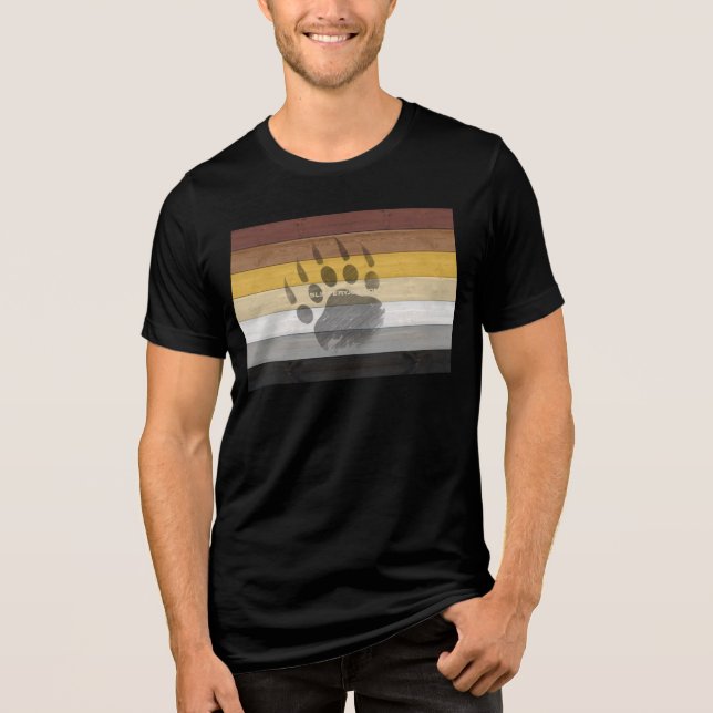 Camiseta SlipperyJoe's Bear Pride sinaliza textura de madei (Frente)