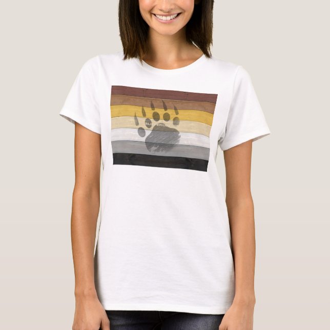 Camiseta SlipperyJoe's Bear Pride sinaliza textura de madei (Frente)