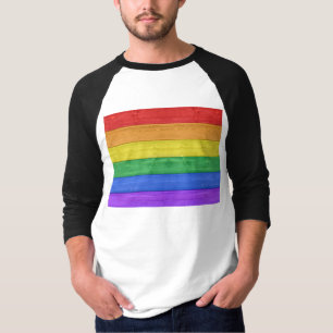 Camiseta SlipperyJoe's clássico arco-íris tátil feito à mão