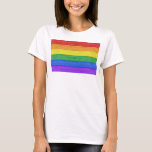 Camiseta SlipperyJoe's clássico arco-íris tátil feito à mão