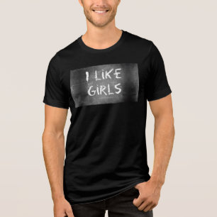 Camiseta SlipperyJoe's Eu Gosto de Garotas quadro-negro suj