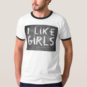 Camiseta SlipperyJoe's Eu Gosto de Meninas quadro-negro suj