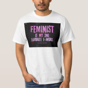 Camiseta SlipperyJoe's feminista, palavra-f brilhando preto