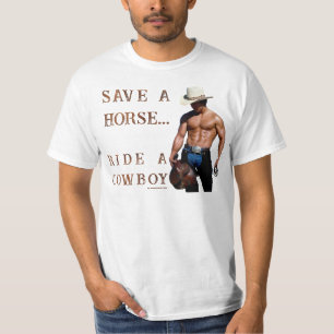 Camiseta SlipperyJoe's Salve a cavalo Ride A Cowboy hat mus