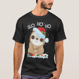 Camiseta Slo Ho Ho Preguiça Xmas Papai Noel Slothmas Natal