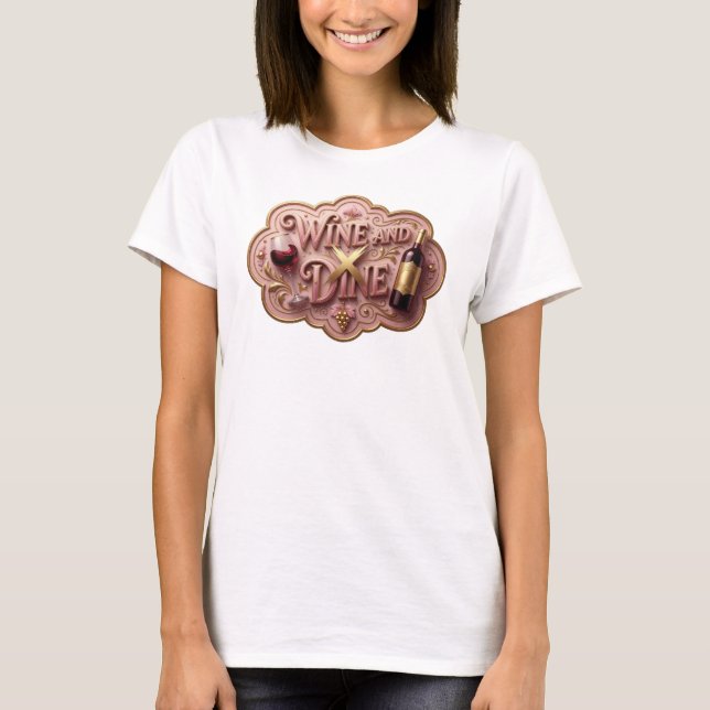 Camiseta Slogan Comilona de Vinho Dourado Divertid (Frente)