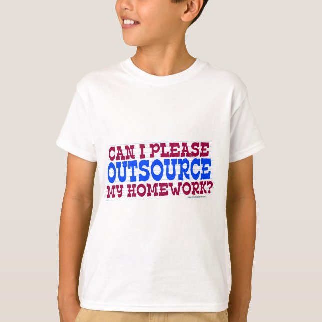 Camiseta Slogan da Escola Engraçada do Outsource Homework (Frente)