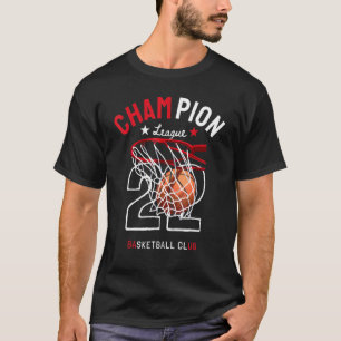 Camiseta Slogan da Liga de Campeões de Basquete com Cesta