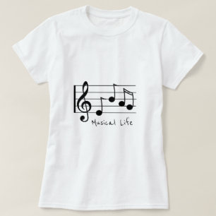 Camiseta Slogan da Vida Musical nota clave trivial