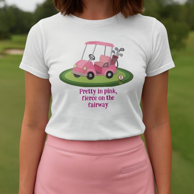 Camiseta Slogan de Carrinho de Golfe Rosa Bonito (Criador carregado)