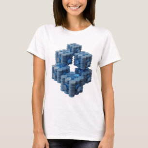 Camiseta Slogan de design de moedas azuis prateadas com est