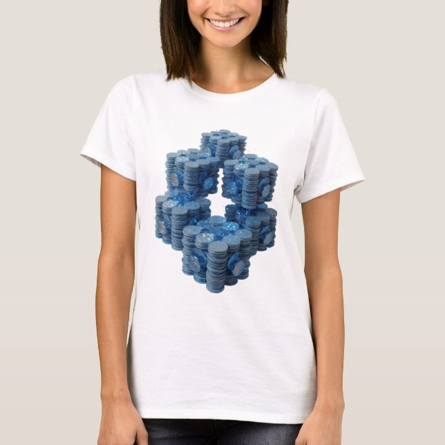Camiseta Slogan de design de moedas azuis prateadas com est (Frente)