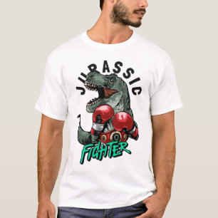 Camiseta Slogan de lutador jurássico com dinossauro no boxe