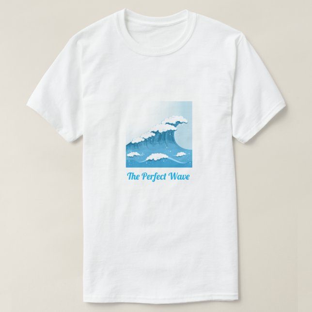Camiseta Slogan de onda perfeito Surf de onda azul e oceano (Frente do Design)
