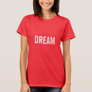 Camiseta Slogan de palavra de sonho vermelho e branco