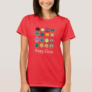 Camiseta Slogan de paz do pintinho Hippy com o padrão colo
