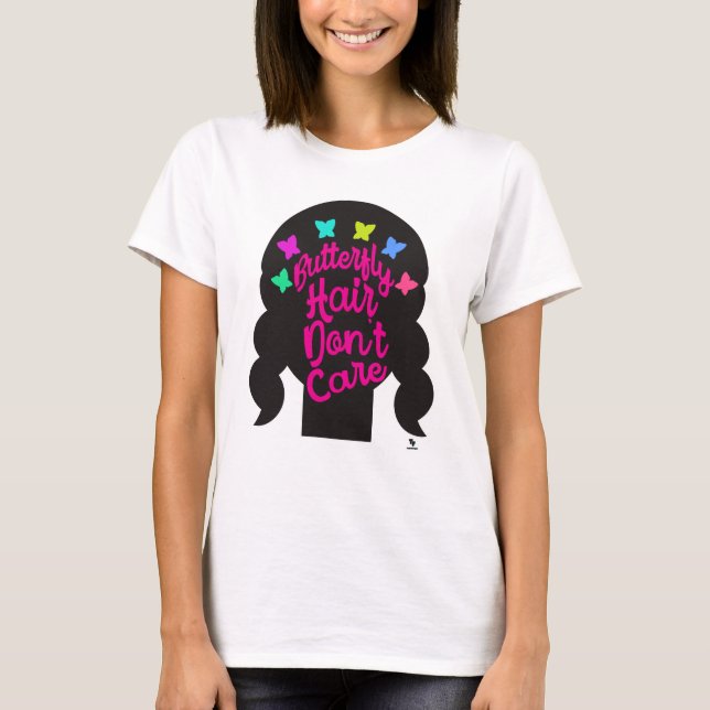 Camiseta Slogan de Tendência do Cabelo da Borboleta Sem Cui (Frente)