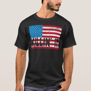 Camiseta Slogan de Ti dos EUA Bandeira Mulheres Altas Assas