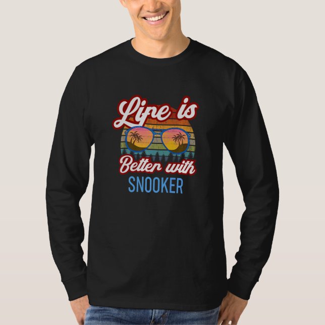 Camiseta Slogan do Pôr do Sol Retro com Snooker (Frente)