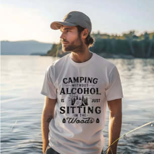 Camiseta Slogan engraçado do camping bebendo diz: