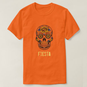 Camiseta Slogan Fiesta - dia do crânio mexicano do Partido 