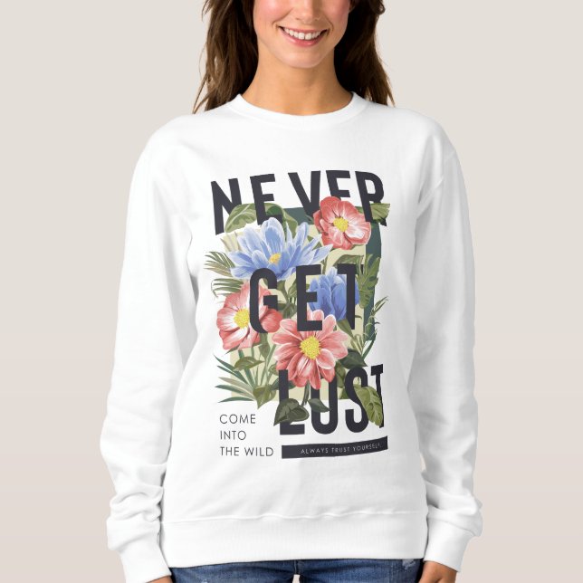 Camiseta Slogan Floral Nunca Perdido (Frente)