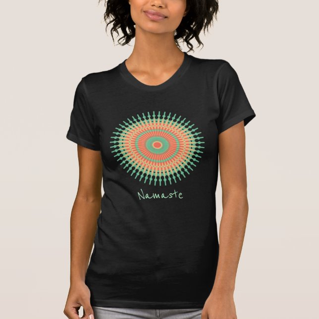 Camiseta slogan namaste com mandala design mint indiana (Frente)