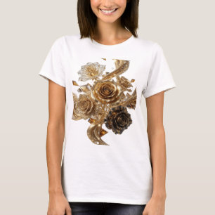 Camiseta slogan prata da moda ROSAS DOURADAS E DIA