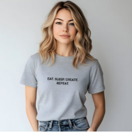 Camiseta Slogan Repetir Crio Eat Sleep da Cinza