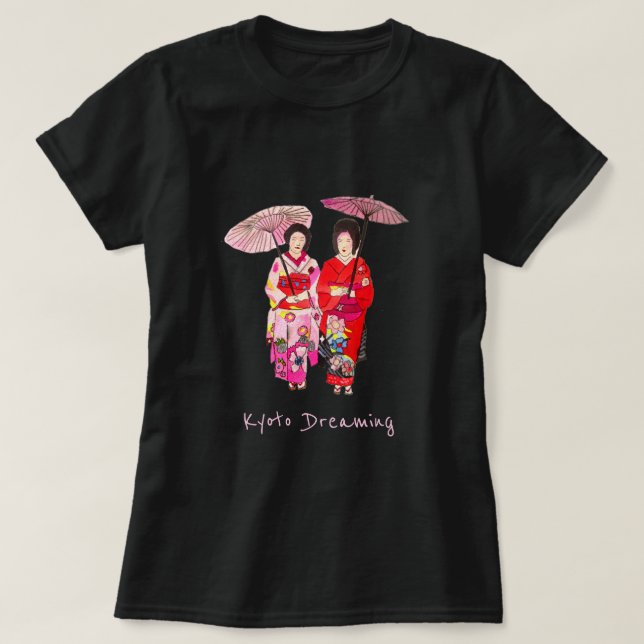 Camiseta Slogan sonhador de Quioto, giz japonês Geisha kimo (Frente do Design)