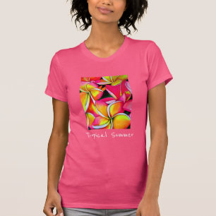 Camiseta Slogan Tropical Summer Frangipani florart