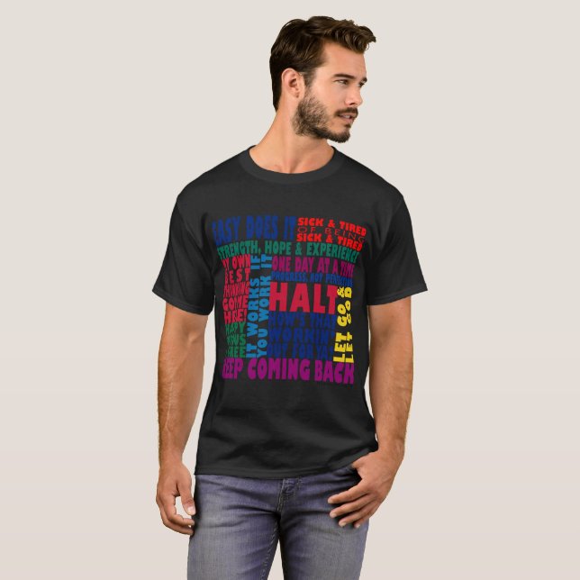 Camiseta Slogans de 12 Etapas (Frente Completa)