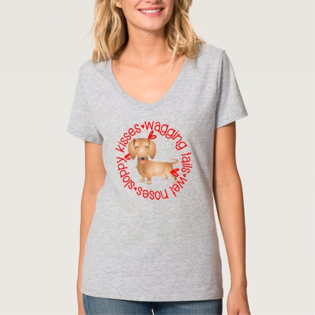 Camiseta Sloppy kisses, cute Dachshund (Frente)