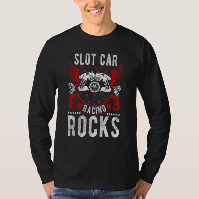 Camiseta Slot Car Racing Rocks Mini Car Drag Racing Slot Ca (Frente)