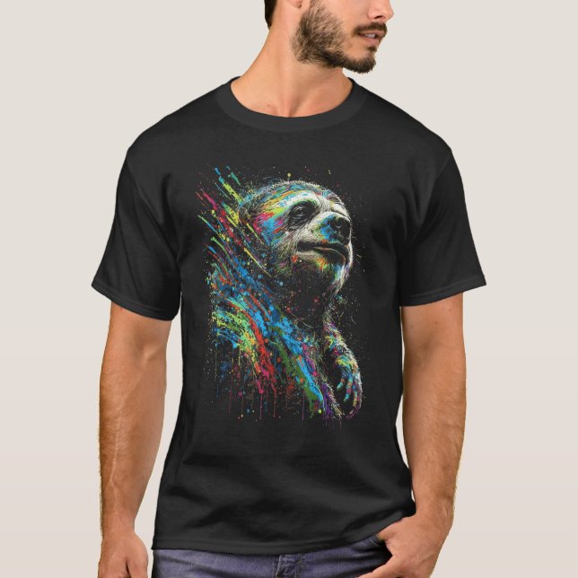 Camiseta Sloth Animal Paint Drip Art Sloth Lovers (Frente)
