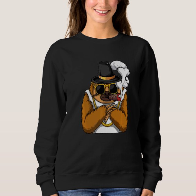 Camiseta Sloth animal smokes cigarettes style a hip hop tha (Frente)