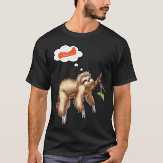 Camiseta Sloth Bacon Engraçado Dormir Preguiçoso Sapo Corre