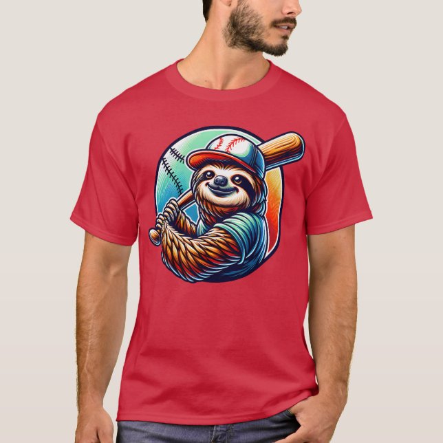 Camiseta Sloth Baseball Player Funny Sports Design boy frie (Frente)