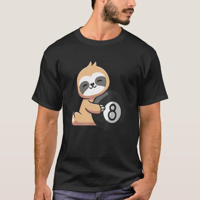 Camiseta Sloth Billiard Cute Sloth Holding Billiard Ball Sp (Frente)
